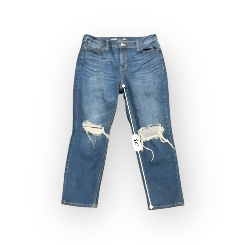 Old Navy Womens Mid-Rise Boyfriend Straight Ripped Jeans Sz 10 Med Wash​​ - Picture 6 of 8